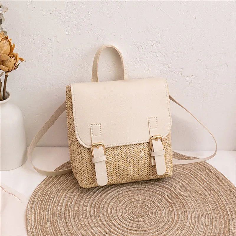 Vintage Weave Handbag Women's Rattan Woven Backpack