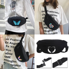 Feather Print Cycling Bag Street Shoulder Waist Tool Travel Crotch Bag