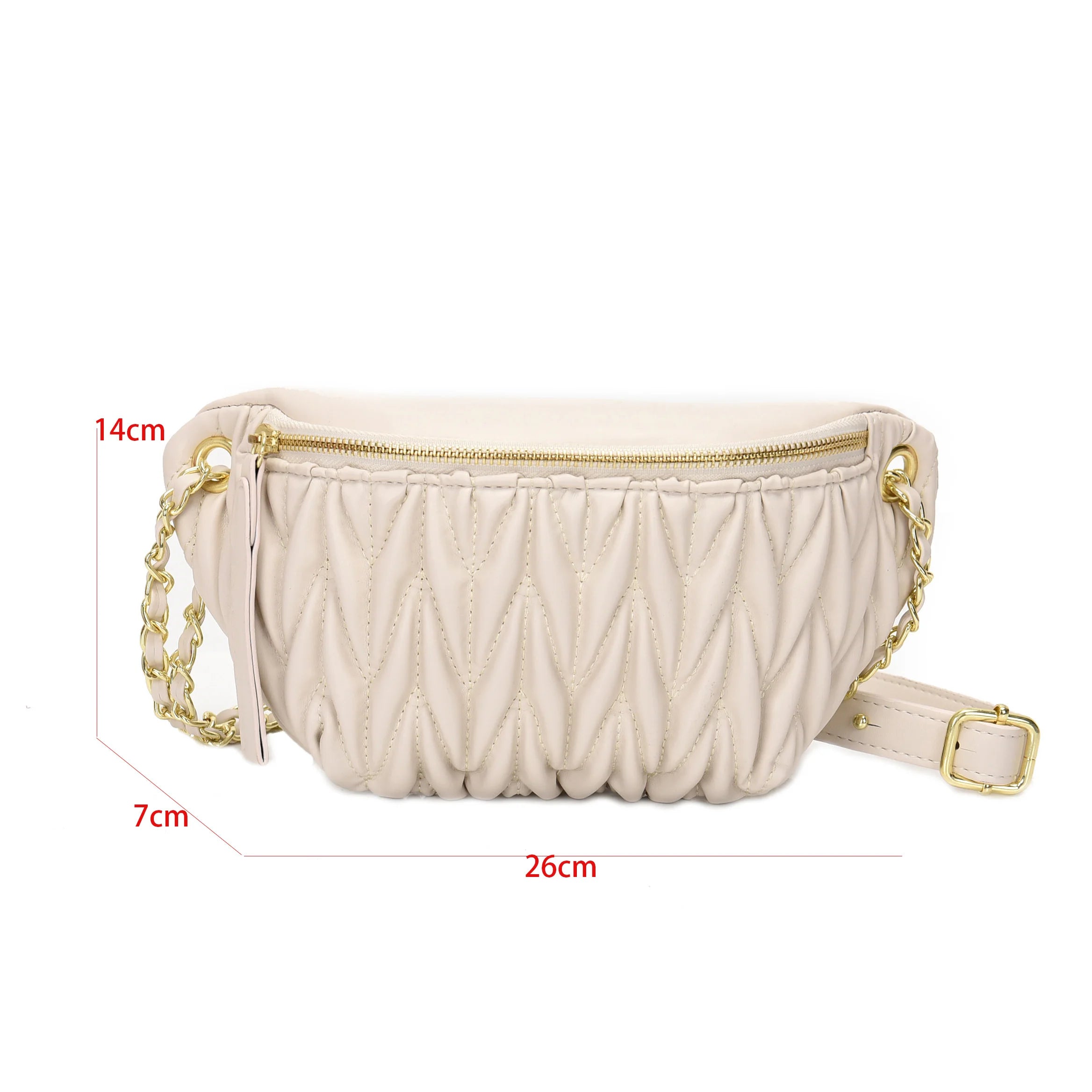 Women's Pu Leather Waist Bag Chain Crossbody Chest Hip Purse Handbag