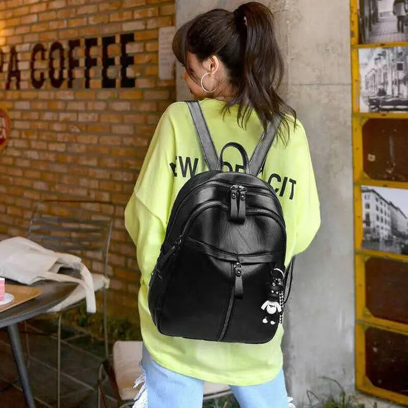 Women PU Leather Backpack Bag Female Casual Travel Waterproof Backpacks