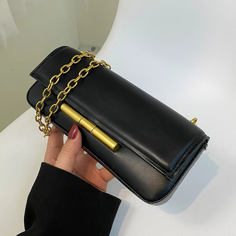 Women Party Shoulder Bag Spring PU Leather Messenger Pack Chains Crossbody Bags