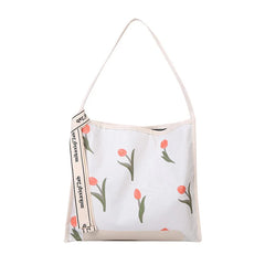 Embroidered Flower Shoulder Bag Large Capacity Tote Bags