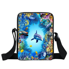 Underwater Turtle Fish Dolphin Shoulder Bag Teen Girl Messenger Cross Travel