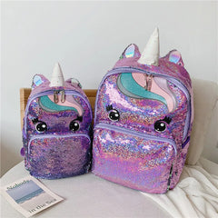 Unicorn Sequined Schoolbag for Girls Backpack 14.5'' S,L