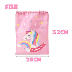 Unicorn Drawstring Backpack Girls Bag Polyester Fabric Dancing Horse Bags Pink