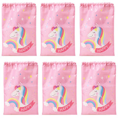 Unicorn Drawstring Backpack Girls Bag Polyester Fabric Dancing Horse Bags Pink