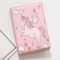 Unicorn Rainbow Horse Passport Cover PU Leather Travel