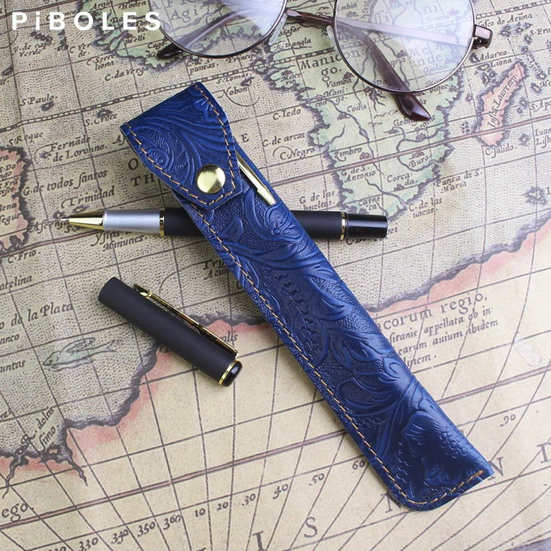Cow Leather Pen Holder Pencil Case Storage Bag