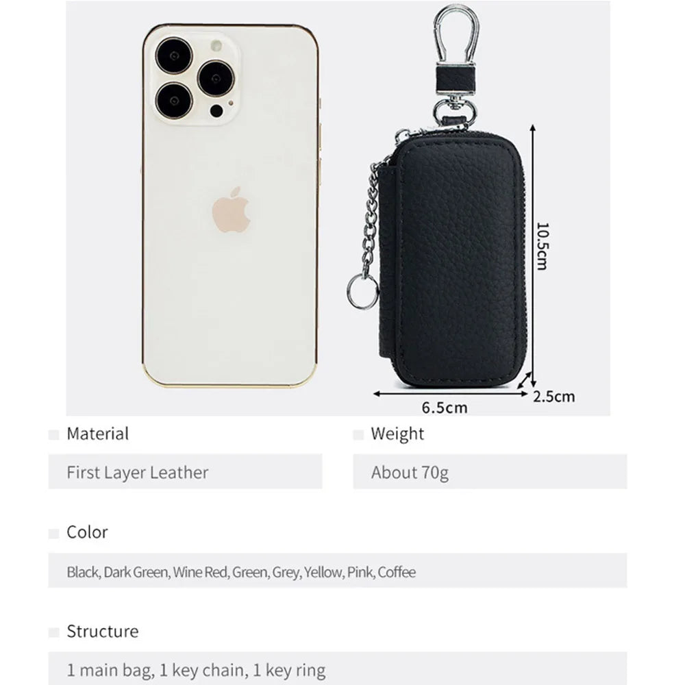 Leather Car Key Wallets Holder Organizer Keychain Covers Key Case