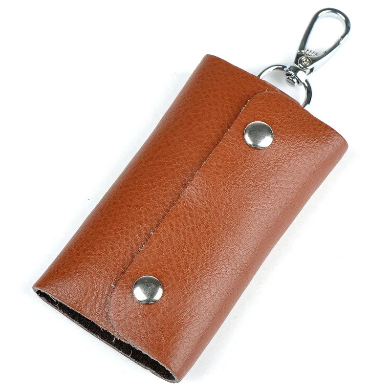 Unisex Leather Key Holder Mini Keychain Key Bag Cover Compact Small House Key Ca