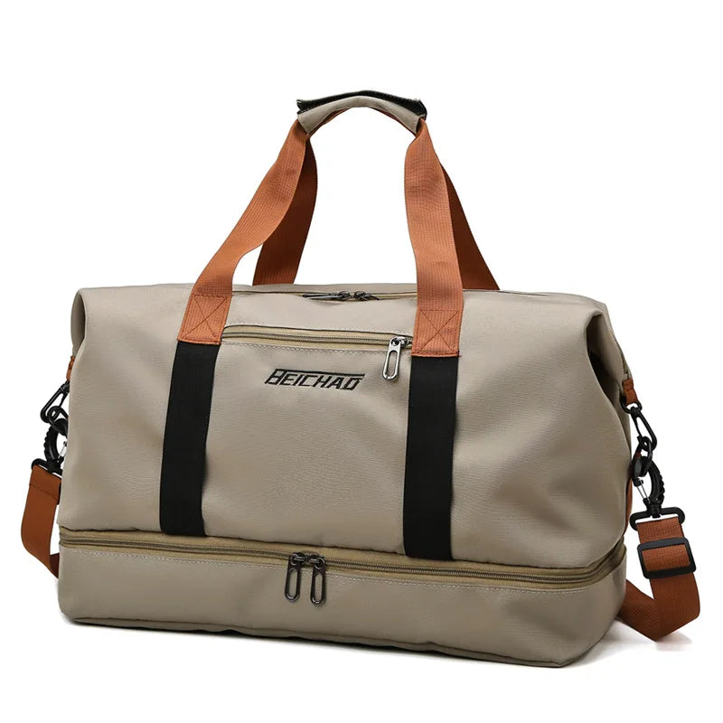 Large Capacity Travel Tote Bag Canvas Handbag Sports Shoulder Waterproof Duffle