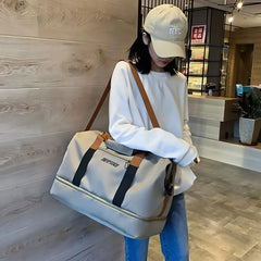Large Capacity Travel Tote Bag Canvas Handbag Sports Shoulder Waterproof Duffle