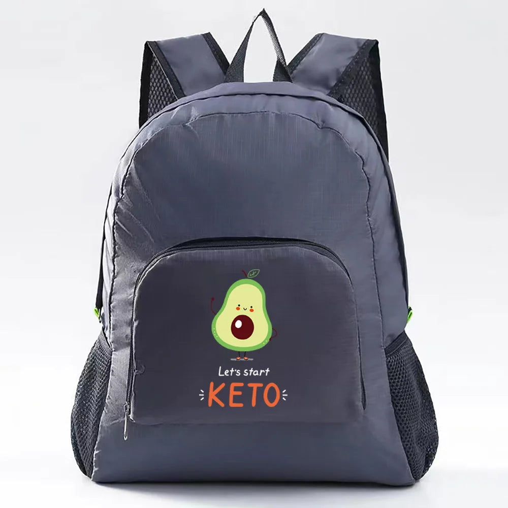 Avocado Pattern Outdoor Daypack Lightweight Foldable Travel Backpack