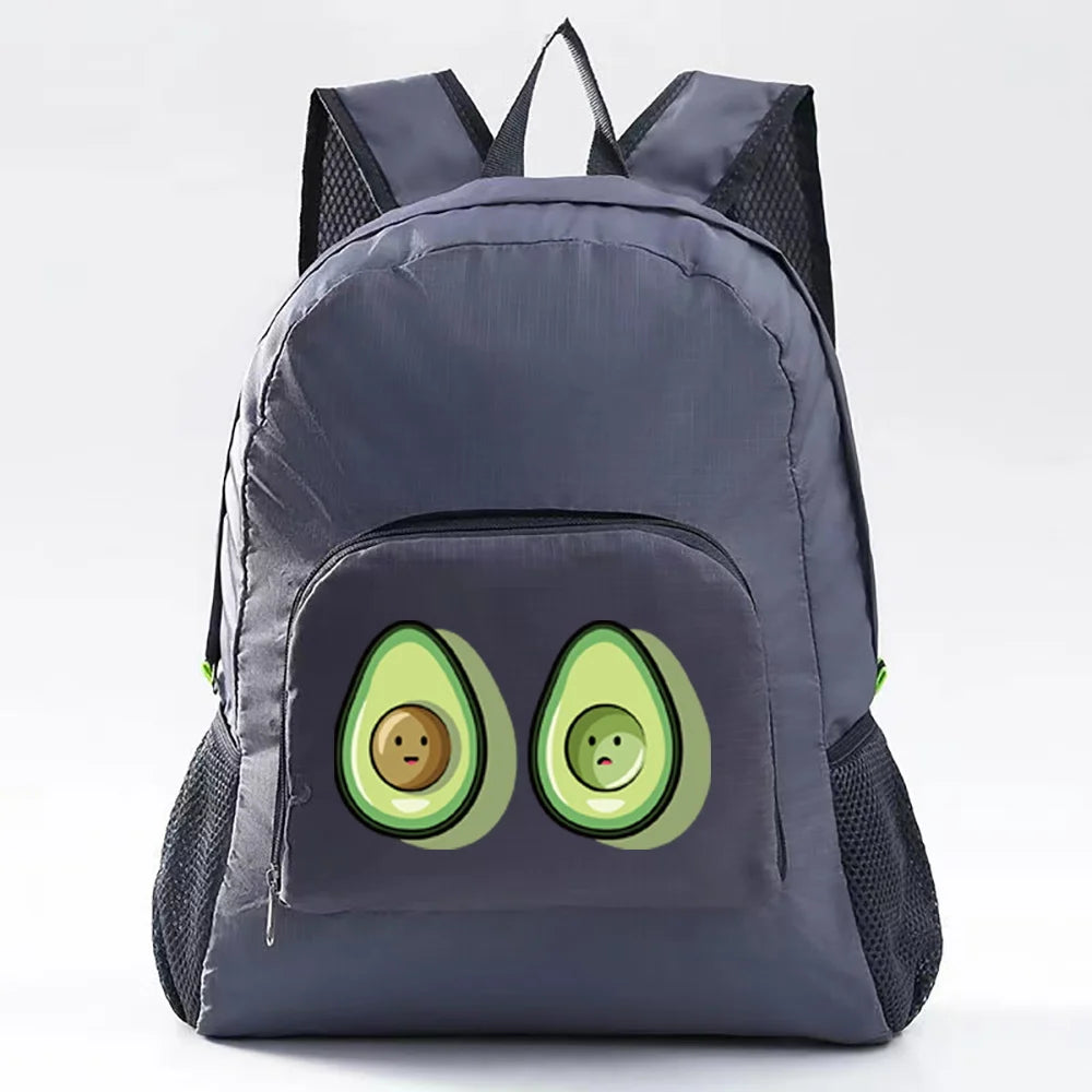 Avocado Pattern Outdoor Daypack Lightweight Foldable Travel Backpack