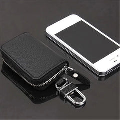 Unisex PU Leather Car Key Wallets Men Women Keychain Covers Zipper Key Case