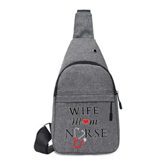 Unisex Canvas Chest pack Shoulder Bag Nurse Printing Crossbody Bag