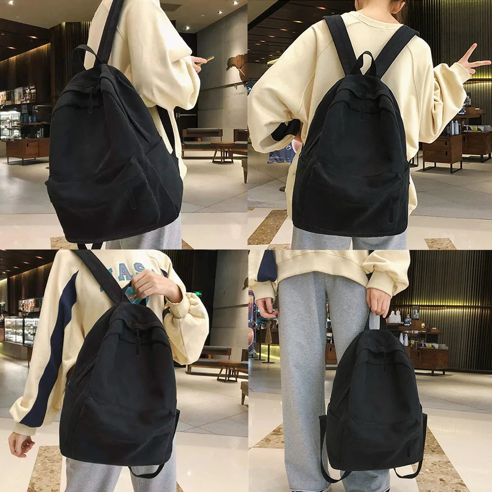 Solid Hiking Backpack Unisex Shoulder Backpack Casual