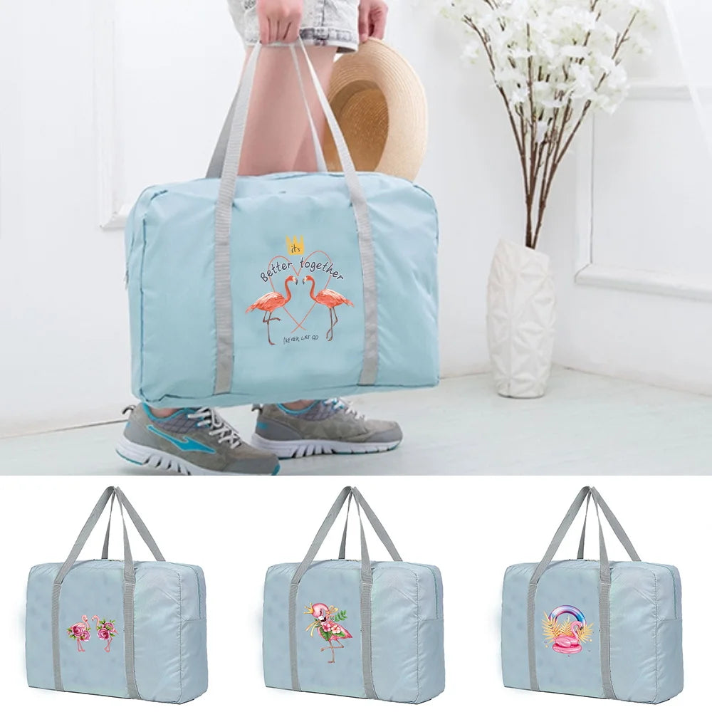 Flamingo Pattern Travel Organizer Bag Large Capacity Weekend Bag