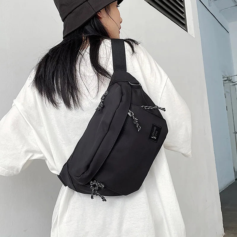 Unisex Nylon Waist Bag Street Hip Hop Belt Phone Pack Chest Shoulder Bags