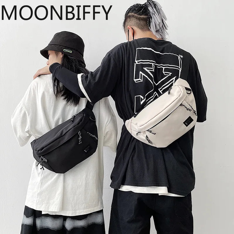 Unisex Nylon Waist Bag Street Hip Hop Belt Phone Pack Chest Shoulder Bags