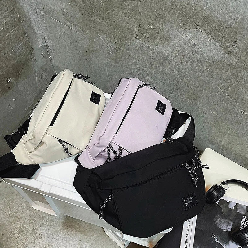 Unisex Nylon Waist Bag Street Hip Hop Belt Phone Pack Chest Shoulder Bags