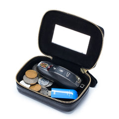 Unistybag Lipstick Bag Leather Makeup Case Mini Purse Women Cosmetic Bag Mirror
