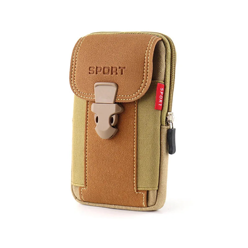 Universal 7'' Waterproof Canvas Phone Bag Outdoor Travel Waist Belt Pouch