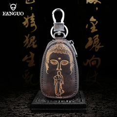 Leather Car Key Holder Bag Mini Key Housekeeper Wallets