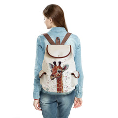 Watercolor Animal Giraffe Print Women's Backpack
