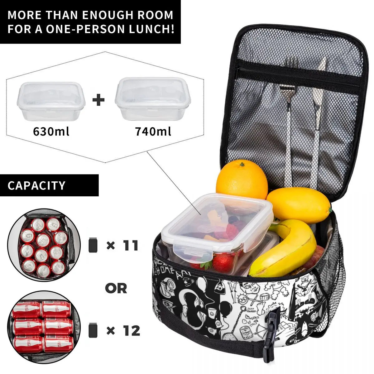 Unus Annus Memento Mori Symbol Insulated Lunch Bag