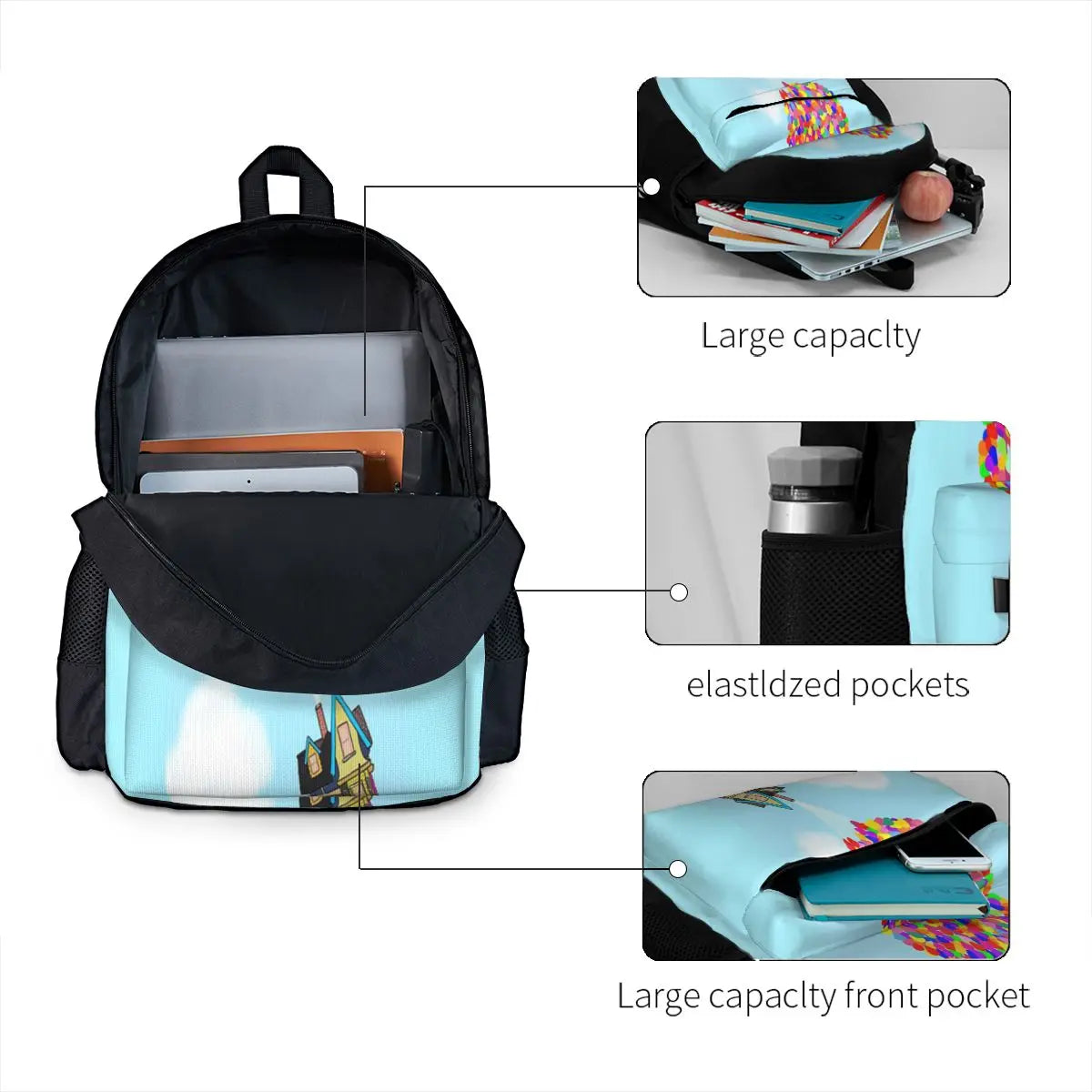 Harajuku Zipper Close Men's Waterproof Backpack