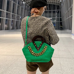 Irregular Crossbody Bag with Wood Handle