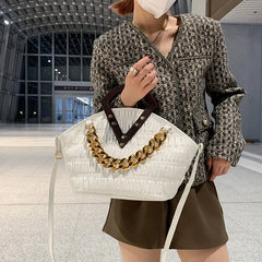 Irregular Crossbody Bag with Wood Handle