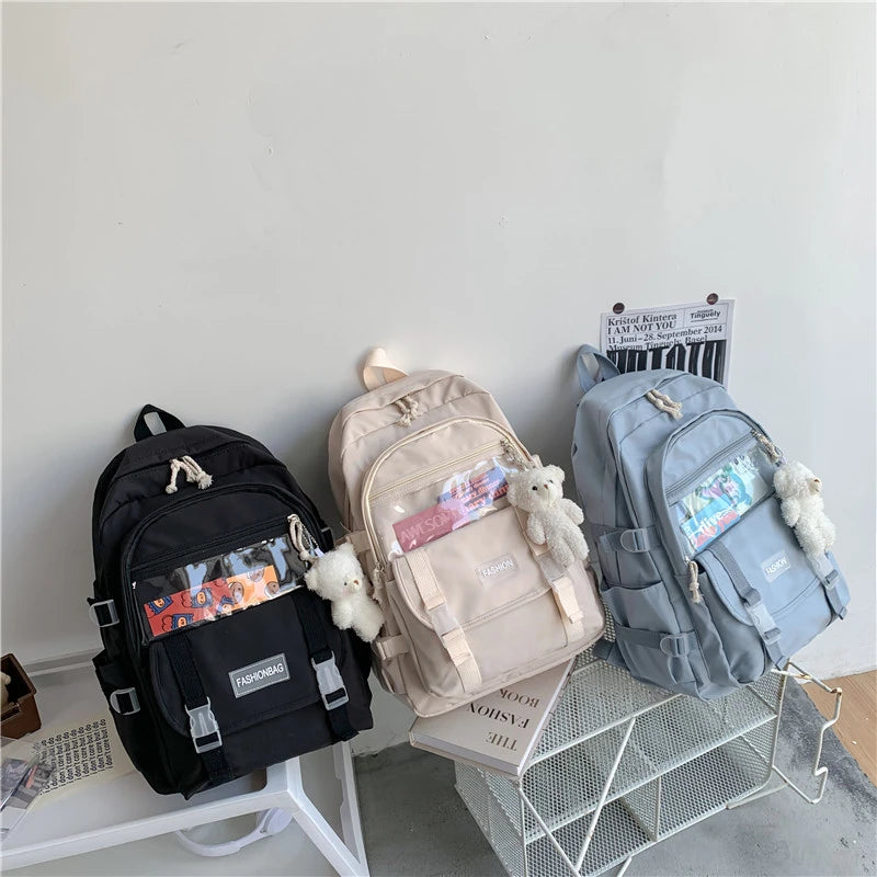 Urban School Bag Female Students Books Backpack Lightweight Nylon Cloth