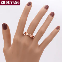'V' Wire Drawing Process Rose Austrian Crystals Ring For Women Wedding ZYR386 ZY