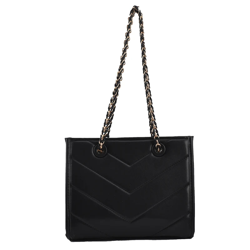 V-line PU Leather Chain Crossbody Bag for Women Summer Shoulder Handbag