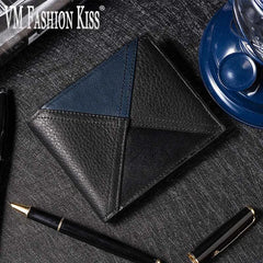 VM KISS Leather Short Wallet Men Small Cartera Hombre Wallet Money Bag