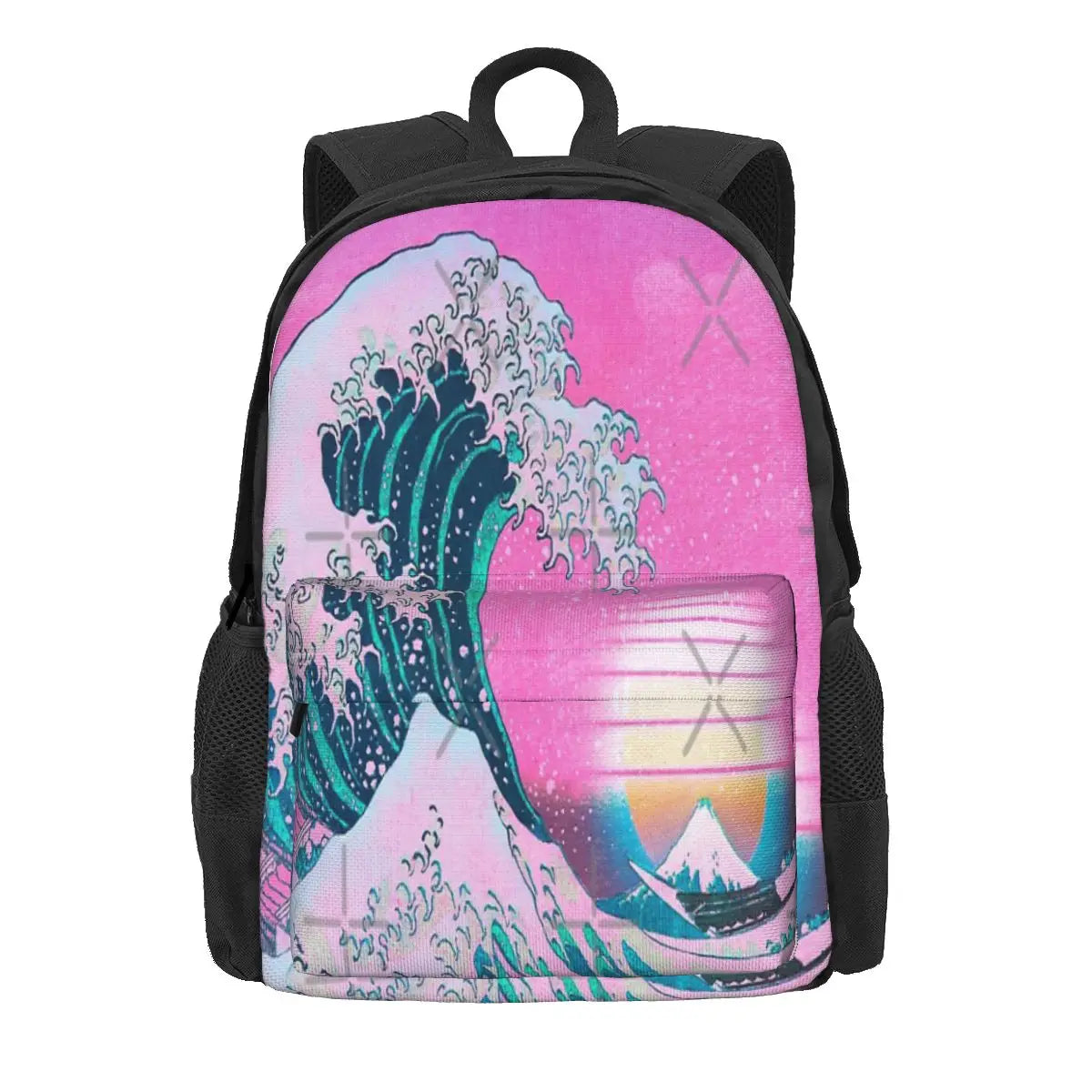 Vaporwave Great Wave Off 1 Backpacks Men's Women's Youth Bags