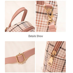 Plaid Mini Backpack Crossbody Bag for Teens