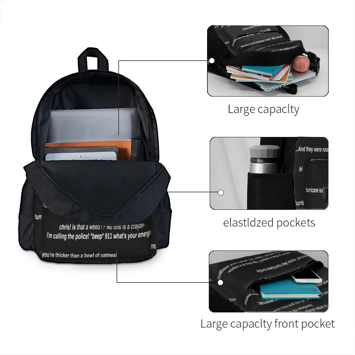 Stylish Vine Quotes Backpacks for Men and Women