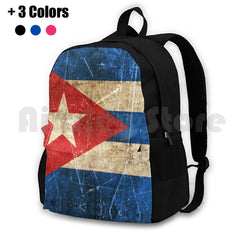 Vintage Cuban Flag Outdoor Hiking Backpack Waterproof Camping Cuba Flag
