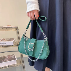 Vintage Nubuck Leather Shoulder Handbag with Chain Clutches