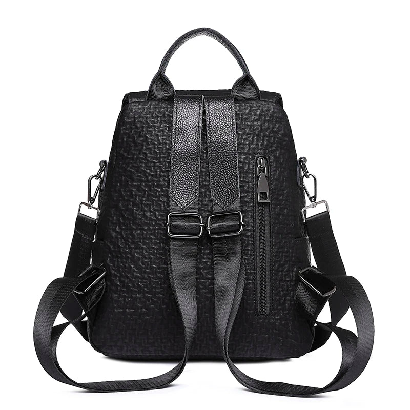 Vintage Leather Backpack Women's School Bag Girls Shoulder Bag