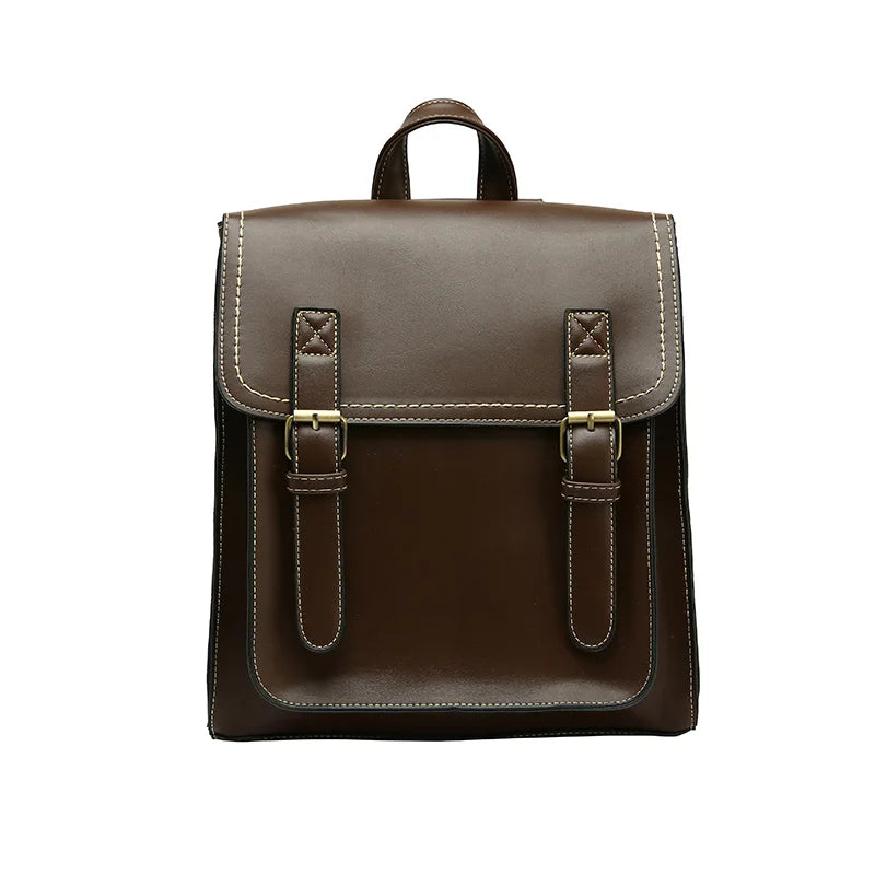 Vintage PU Leather Backpack for Girls School Bag