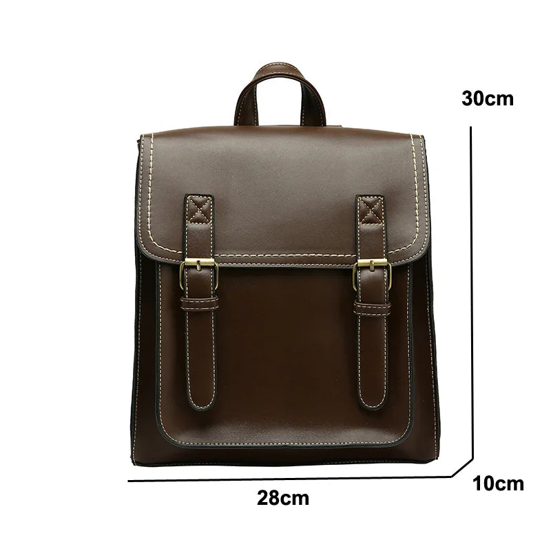 Vintage PU Leather Backpack for Girls School Bag