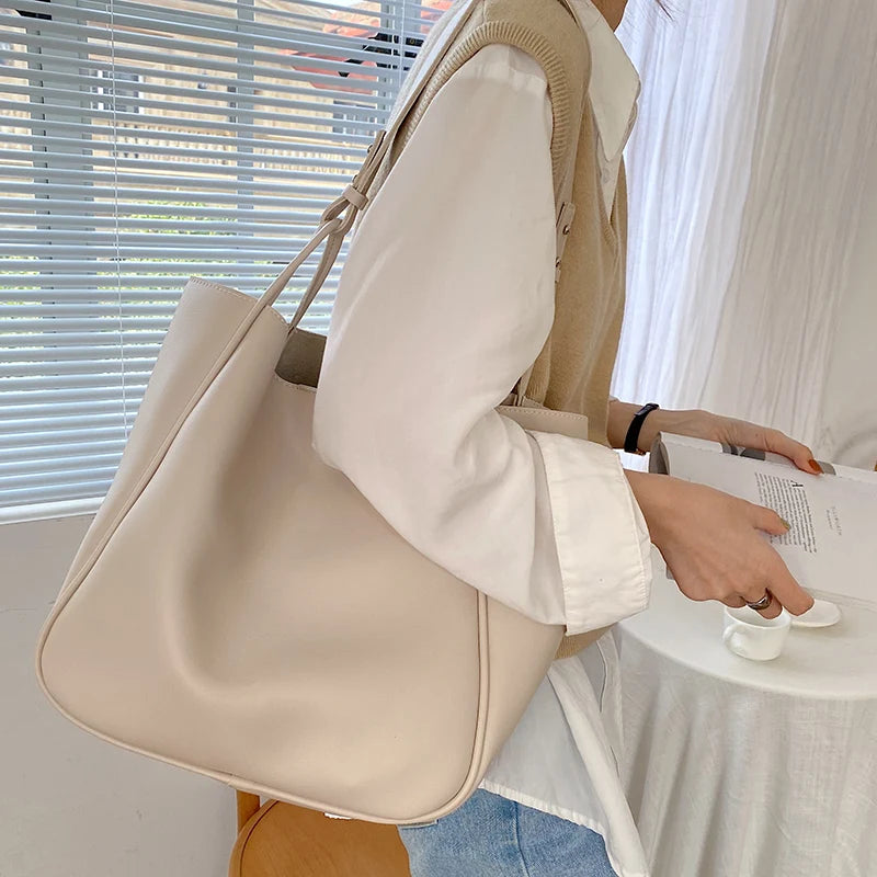 Vintage Big Tote Women PU Handbag Shoulder Bag Top-Handle Purse