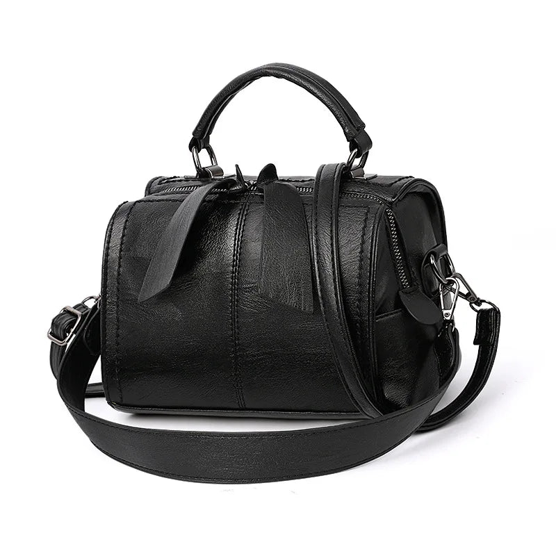 Vintage Boston Handbags Soft Leather Shoulder Crossbody Bag Totes Messenger Bags