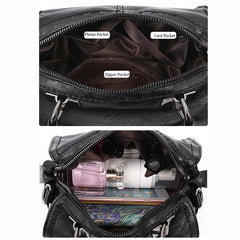 Vintage Boston Handbags Soft Leather Shoulder Crossbody Bag Totes Messenger Bags