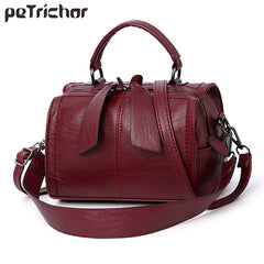 Vintage Boston Handbags Soft Leather Shoulder Crossbody Bag Totes Messenger Bags