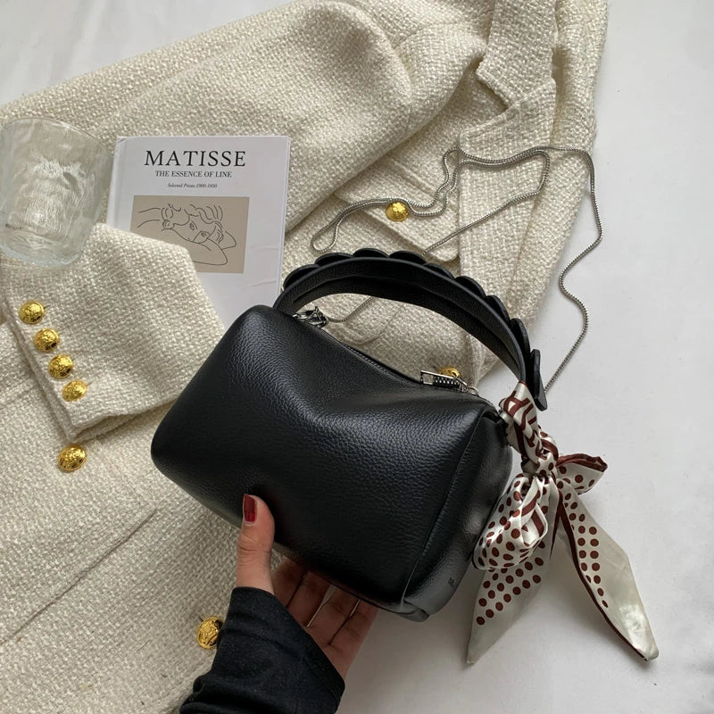 Vintage Brown Crossbody Bag for Women Handbag High Fold Bags Sac Chains Shoulder